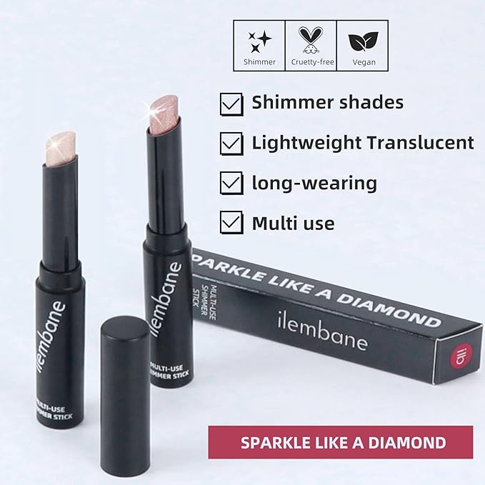 Shimmer Eyeshadow Stick Creamy Highlighter for Eyes, Lips Cheeks Long Lasting, Moisturizing, Multi Use High Pigment Glow for Day Night, Micro Pearls, Champagne Undertone (Stardust Sparkle)