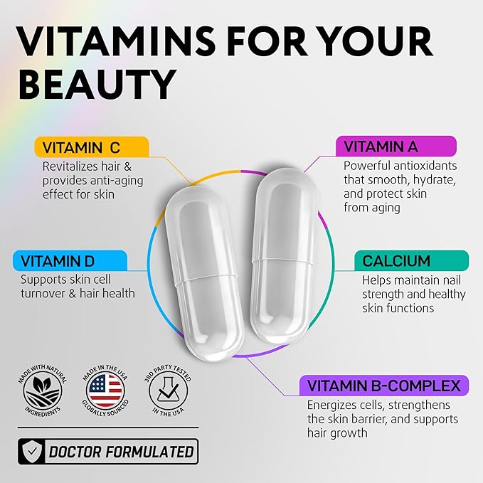 Biotin Collagen Keratin Supplement - Hair Growth Vitamins for Women & Men - 10000mcg Biotin with Hyaluronic Acid & B Complex - Healthy Hair Loss Support - Skin and Nails Care - 120 Capsules