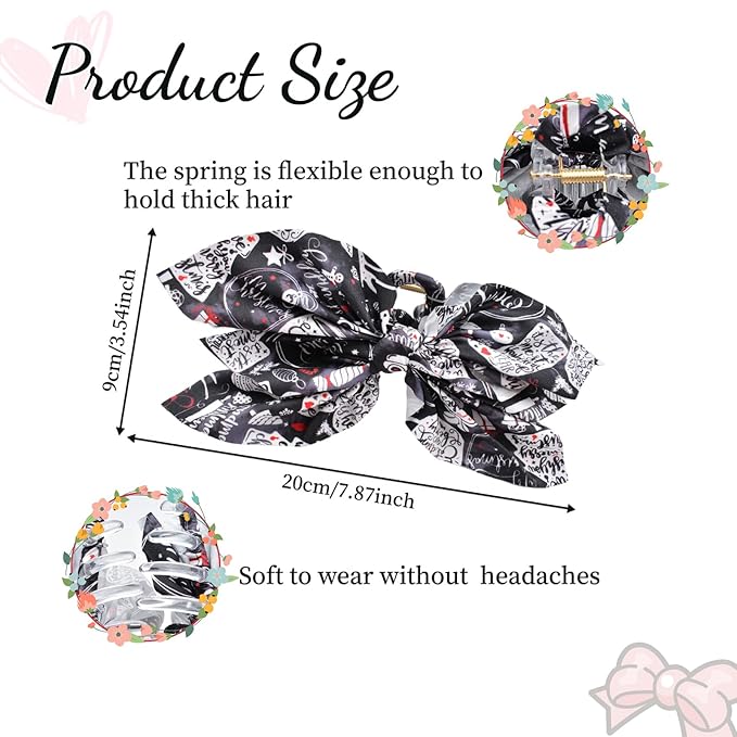 Bow Hair Clips Black Green Red 3PCS Big Bows for Women Butterfly for Styling Large Clips for Thick Hair for Girls Accessories for Women