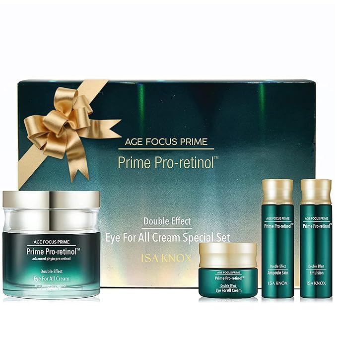 Isa Knox AGE FOCUS Prime Double Effect Eye For All Cream Set (3.4fl oz) - Korean Skincare Set, Lightweight Rich Eye Cream, Toner, Emulsion by LG Beauty. Daytime Retinol.