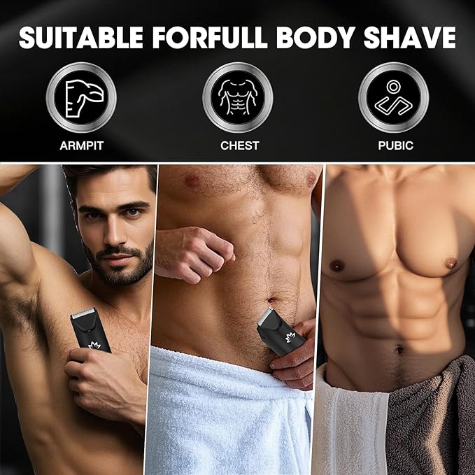 RESUXI Manscape Ball Trimmer for Men,Body& Pubic Hair Trimmer and Groin Hair Shaver, Bikini Trimmer Women,Smooth Shaving, Lightweight with Travel Lock, IPX7 Waterproof Wet/Dry Shaving, LED Display