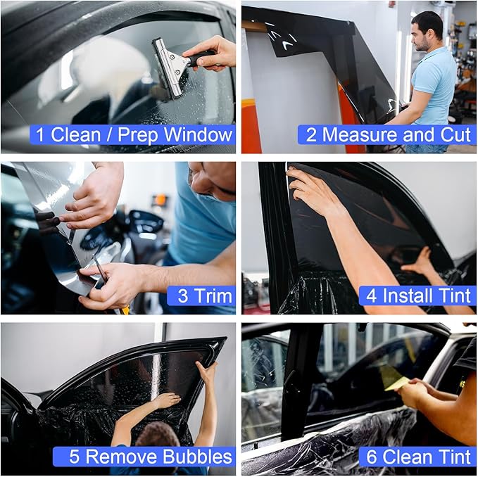 Professional Auto Window Tint Film Roll, 5% VLT Car Window Privacy Film, 36" x 100 FT Roll - UV Protection, Scratch & Heat Resistant - Blackout Shade for Car Windows - Nano Carbon Formula