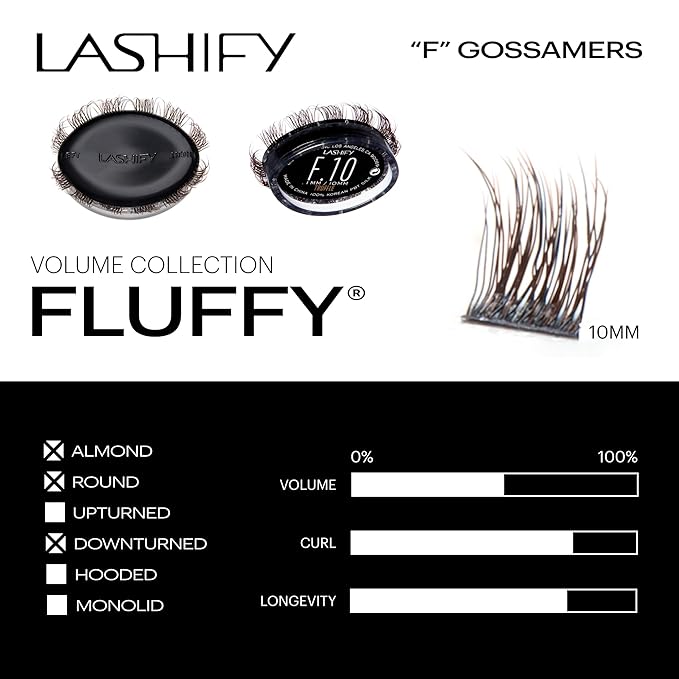 Lashify Fluffy 10mm Gossamer DIY Eyelash Extensions Refill, Truffle Color, Easy False Lashes To Add Fullness and Dimension