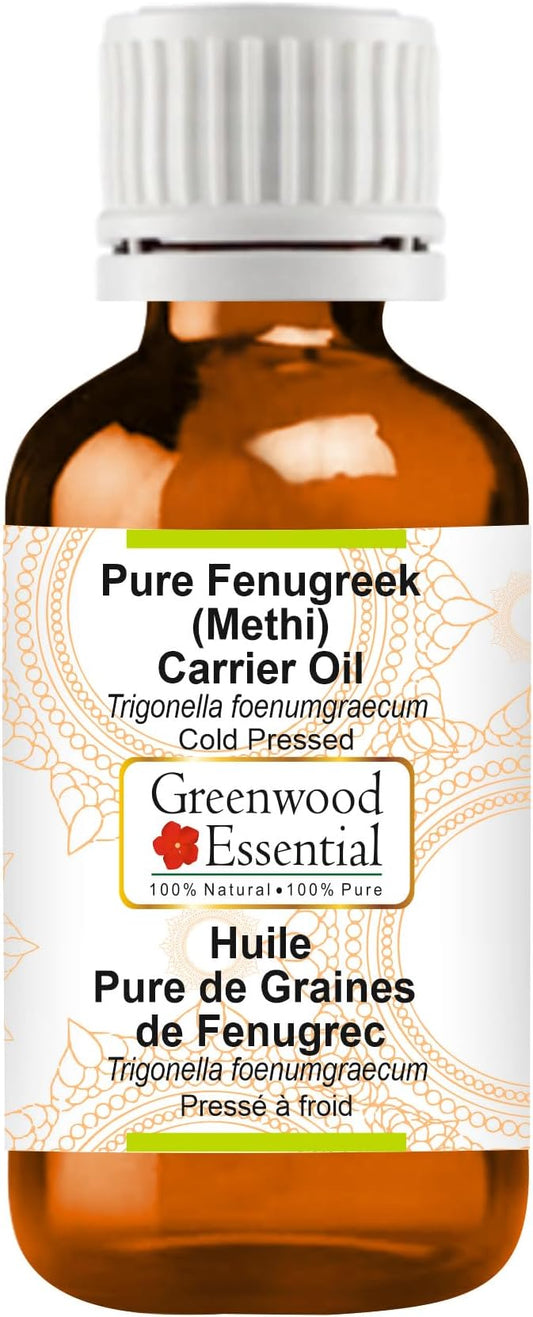 Greenwood Essential Pure Fenugreek (Methi) Carrier Oil (Trigonella foenumgraecum) Cold Pressed 100ml (3.38 oz)