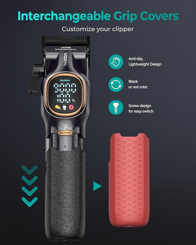 Professional Hair Clippers for Men, Professional Barber Clippers and Trimmer Set, Cordless Hair Clippers for Hair Cutting with Package Case, Powerful 9000 PRM Rechargable Electric (Black)