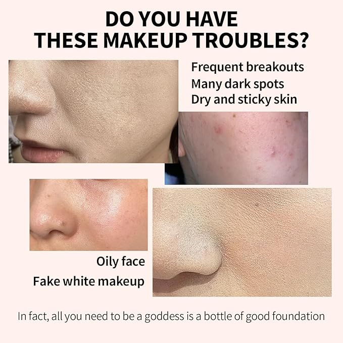 6-in-1 Makeup Infused with 1% Hyaluronic Acid- Matte + Poreless Liquid Foundation For A Glowing & Soft-Focus Look, Suitable for All Skin Types (101 Light, 6-in-1 Makeup Foundation)