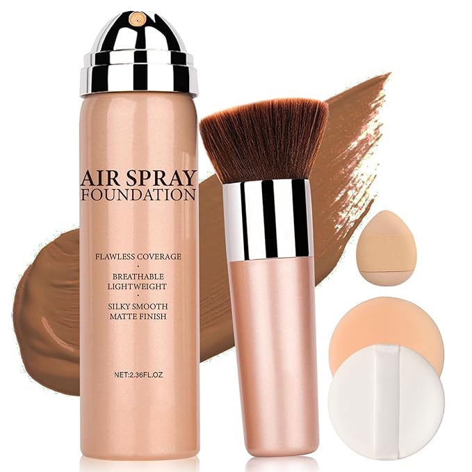 Airbrush Foundation Makeup Spray Full Coverage Foundation for Mature Skin,Long-lasting Airbrush Flawless Setting Spray,Waterproof Foundation for Smooth Radiant Skin (08 Tan)
