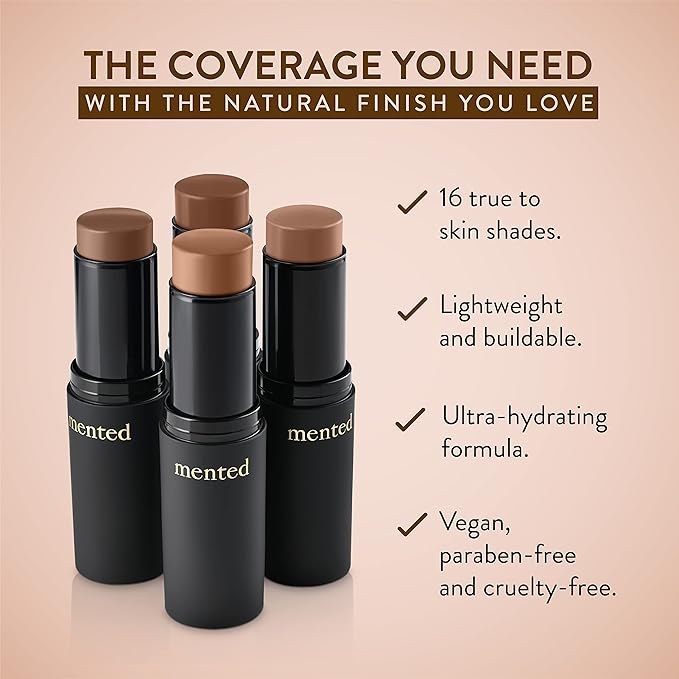 Mented Cosmetics Stick Foundation Make Up, Concealer & Contour Stick for Light Tan Skin, Cream Foundation for Black Women Makeup, Vegan and Cruelty Free, T10