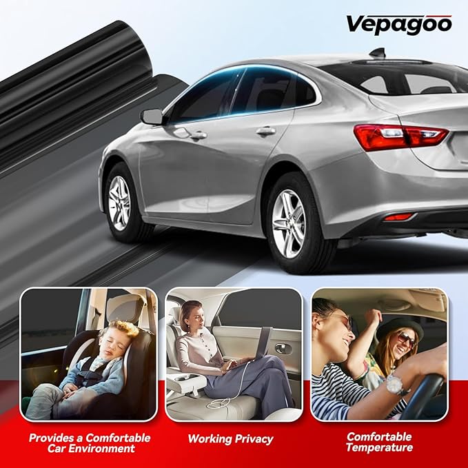 Vepagoo Nano Ceramic Car Window Tint Film 20% VLT- 24" in 100Ft Privacy Window Tint, Blocks UV/IR Rays, Heat & Glare - Scratch Resistance Car Window Film