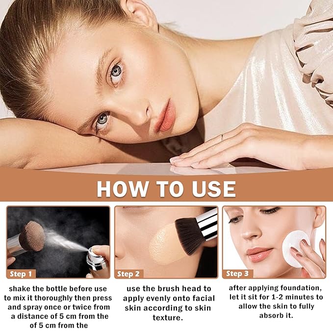 Airbrush Foundation Makeup Spray Full Coverage Foundation for Mature Skin,Long-lasting Airbrush Flawless Setting Spray,Waterproof Foundation for Smooth Radiant Skin (Natural/Warm Porcelain)