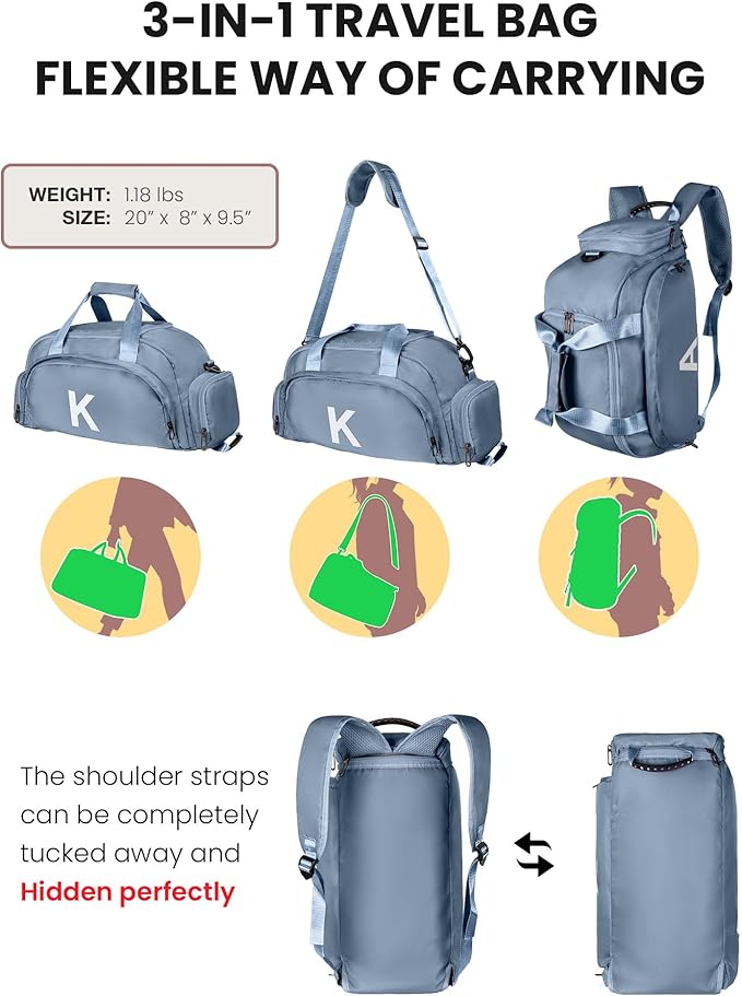 Teenage Girl Gifts 10-16, Initial Gym Bags with Shoe Compartment, Dance Bag for Girls, Monogram Kid Overnight Bags, Small Travel Duffle Tote-10 Year Old Girl Birthday Gift (Letter Z)