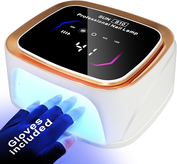 LIMEGIRL UV LED Nail Lamp Kit for Gel Polish Professional Fast White Curing Dryer Light Set with 36 Beads and Gloves and LCD Large Screen Cordless Rechargeable Nail Art Cure Machine at Home and Salon