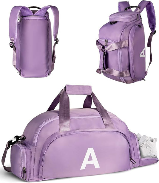 Gifts for 12 13 14 15 16 17 18 Year Old Girls, Initial Gym Bags with Shoe Compartment, Dance Bag for Girls, Monogram Kid Overnight Bags, Travel Duffle Tote-Teen Girl Gifts (Letter A)