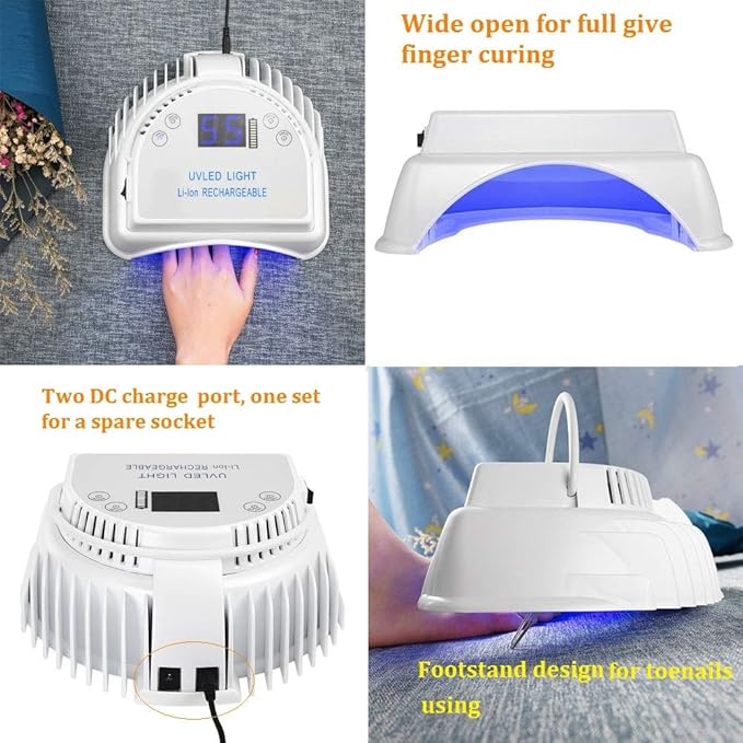 64W Rechargeable Pro LED Gel Nail UV Light UV LED Nail Lamp Cordless Led Light for Nails(White)