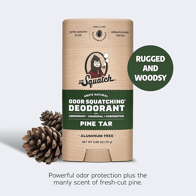 Dr. Squatch Manly Soap and Deodorant Variety Pack - Handmade with Organic Oils, Aluminum-Free - Pine Tar and Alpine Sage