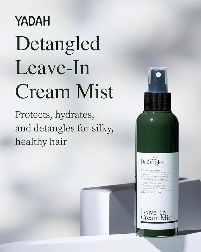 YADAH Detangled Leave-In Cream Mist, 5.07 Fl oz | Non-Greasy Hydration with Ceramide NP, Jojoba Oil & Keratin | Restores Shine, Repairs Damage, Prevents Frizz for All Hair Types