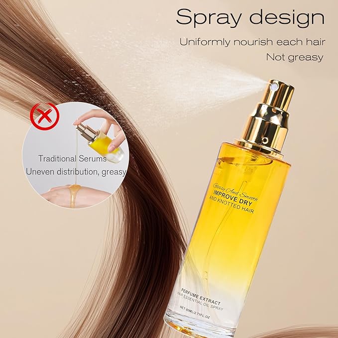 Hair Treatment Oil, Clear Hair Oil Spray Improve Dry and Frizzy Hair, Curly Hair, Detangling, Styling and Moisturizing - for Women & Men Daily Care