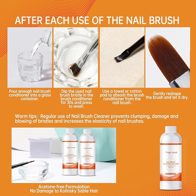 Nail Brush Cleaner 2 packs Nail Brush Cleaner for Gel Polish Nail Brush Cleaner Liquid for Acrylic with Glass Cup Nail Cleaning pads for DIY Salon at Home 8 Fl.Oz