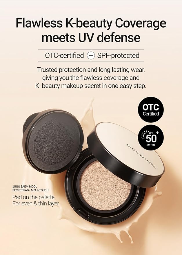 JUNG SAEM MOOL [ SPF ] Essential Skin Nuder Cushion (19 Pink Light) | Refill Included (0.98 Fl Oz) | SPF50 Broad Spectrum | Natural Finish | Makeup Artist Brand