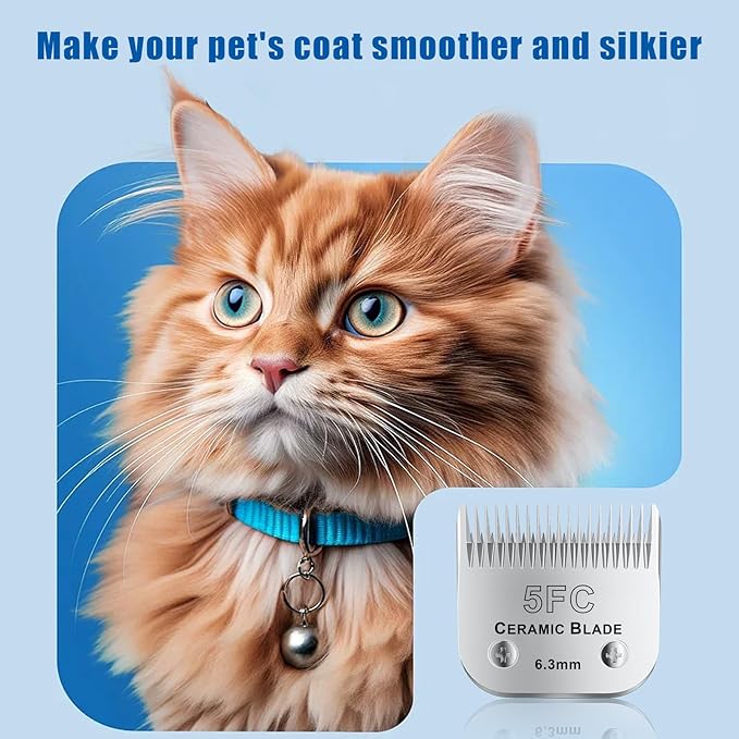 5FC# Detachable Pet Dog Grooming Clipper Ceramic Blade,Compatible with Andis Size 5FC Cut Length 1/4”(6.3mm),Compatible with andis/wahl/Oster Dog Clippers 1PCS