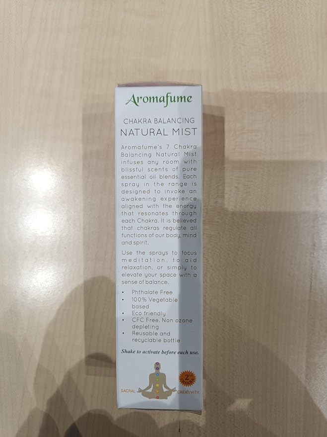 Sacral Chakra Natural Mist by Aromafume | 100ml/3.3 fl oz | Swadisthana | Aromatherapy Spray for Chakra Balance | Orange & Patchouli Extracts | Essential Oil Spray for Meditation, Yoga, Reiki