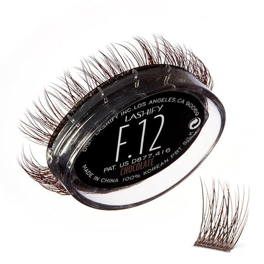 Lashify Fluffy 12mm Gossamer DIY Eyelash Extensions Refill, Chocolate Color, Easy False Lashes To Add Fullness and Dimension