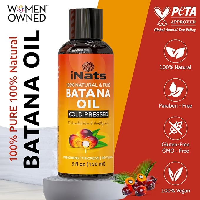 Premium Raw Batana Oil for Hair Growth (5 Fl Oz) - Dr. Sebi 100％ Pure & Batana Hair Growth Oil from Honduras - Organic & Natural - Deeply Nourishing Scalp for Thicker & Stronger Hair for Women & Men