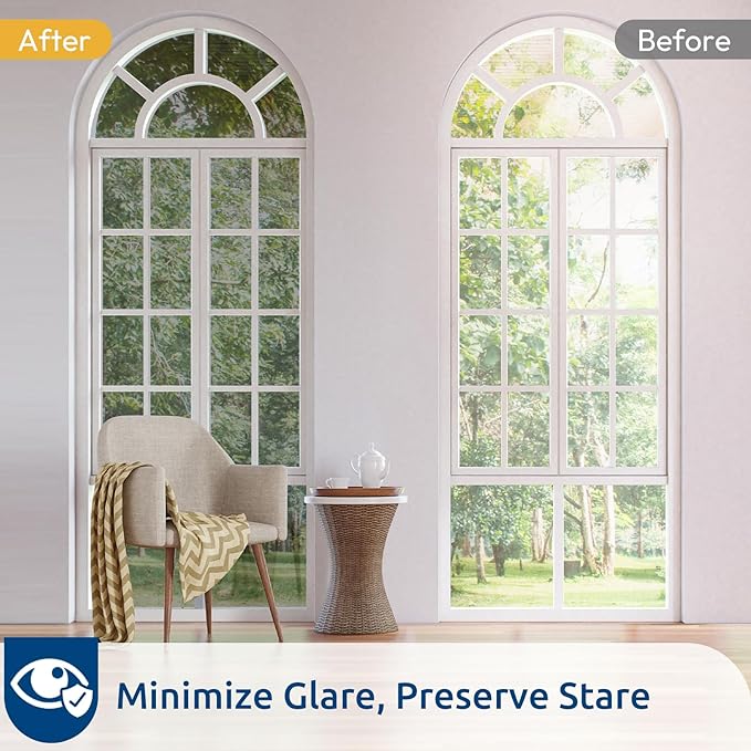 rabbitgoo Window Privacy Film One Way Window Tint for Home, Removable Reflective Heat Sun Blocking Anti UV Glass Door Covering, Mirror Tinting Film House Office, 23.6 in X 6.5 Feet, Silver