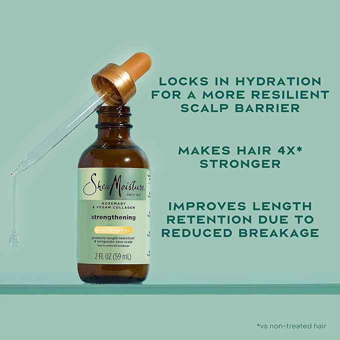 Shea Moisture Strengthening Scalp & Hair Oil Rosemary & Vegan Collagen To Protect The Scalp And Strengthen Hair With ScalpBoost Technology For A Cooling Sensation With ScalpBoost Technology 2 Fl Oz