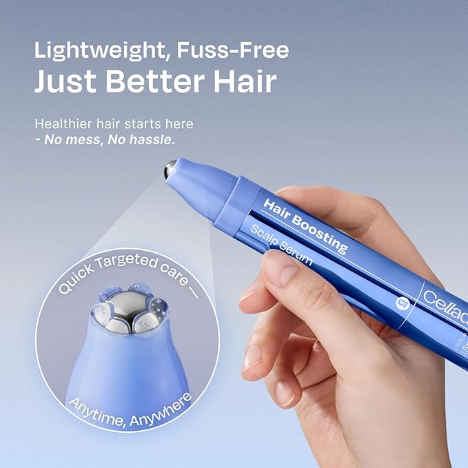 Celladix Hair Boosting Scalp Serum – Hair Growth Roll-on Tonic with Rosemary, Biotin, Spicules Hyaluronic Acid & Panthenol – For Women & Men – Supports Healthy Scalp & Fuller Hair 0.5 fl oz