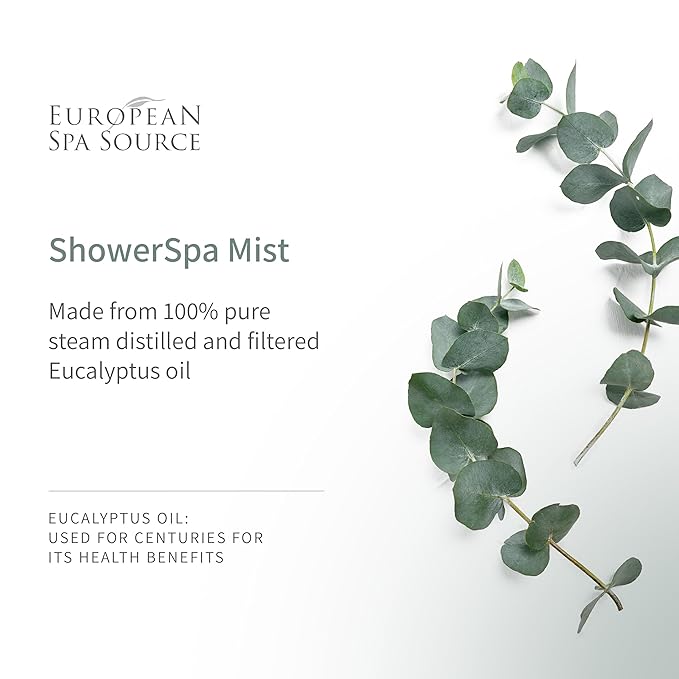 European Spa Source Jasmine + Eucalyptus ShowerSpa Mist Spray for Aromatherapy, At Home Spa Experience, Sinus Congestion Relief, and Tension Relief, 4 fl oz.