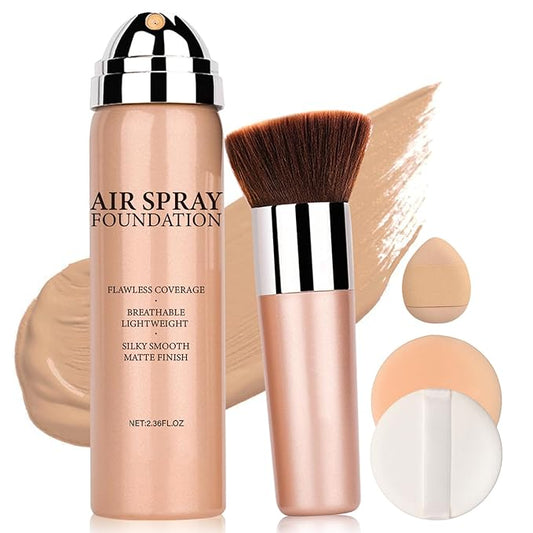 Airbrush Foundation Makeup Spray Full Coverage Foundation for Mature Skin,Long-lasting Airbrush Flawless Setting Spray,Waterproof Foundation for Smooth Radiant Skin (06 Light Medium)