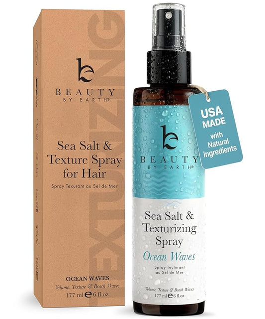 Beauty by Earth Sea Salt Spray for Textured Beach Waves & Volume - USA Made with Organic Ingredients, Texturing and Volumizing Spray for Fine Hair for Men & Women
