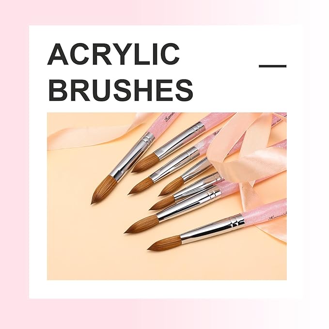 Acrylic Nail Brush Size #10, 100% Pure Kolinsky Nail Art Brushes for Acrylic Application, Sturdy Starry Handle Oval Shaped Nail Design Tools for Professional Manicure DIY, Pink