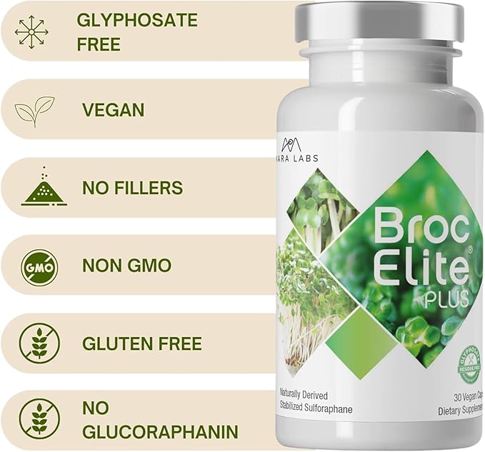 Mara Labs Broc Elite Plus | Broccoli Supplement w/Stabilized Sulforaphane Extract | Zero Glyphosate Residue | 30 Vegetable Capsules
