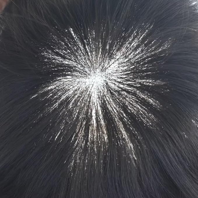 Toupee for Men French Lace Center Human Hair Replacement Systems Transparent Lace Center Hair Piece Mens Toupee Hair Units for Man V-Looped Front Male Hair Prosthesis 7"X9" #1B Off Black