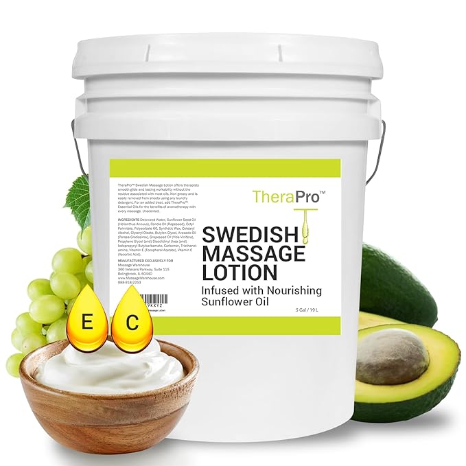 TheraPro Swedish Massage Lotion - 5 Gallon, Unscented, Water Dispersible, Deep Tissue, Smooth Glide