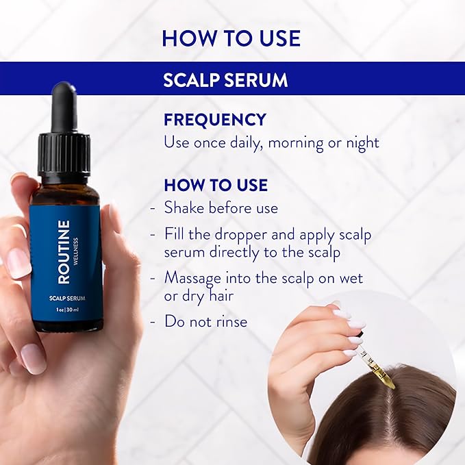 Routine Wellness Scalp Serum for Thinning Hair – Promotes Visibly-Thicker, Fuller-Looking Hair – Lightweight, Science-Backed with Red Clover & Peptides - 30ml