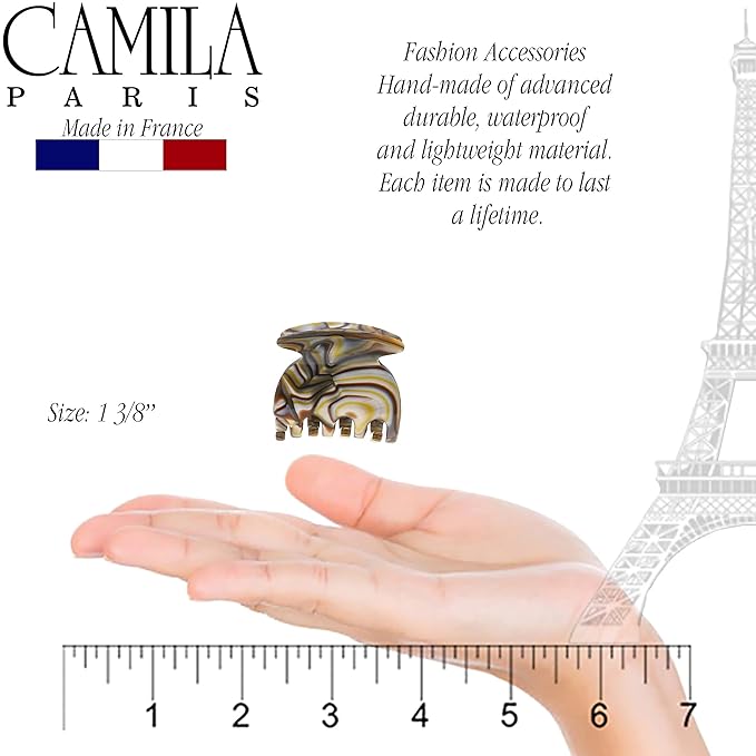 Camila Paris CP3180 French Hair Clip for Women, Handmade, Onyx, Small Girls Hair Claw Clips Jaw, Durable Styling Hair Accessories for Women, Strong Hold No Slip Grip, Made in France