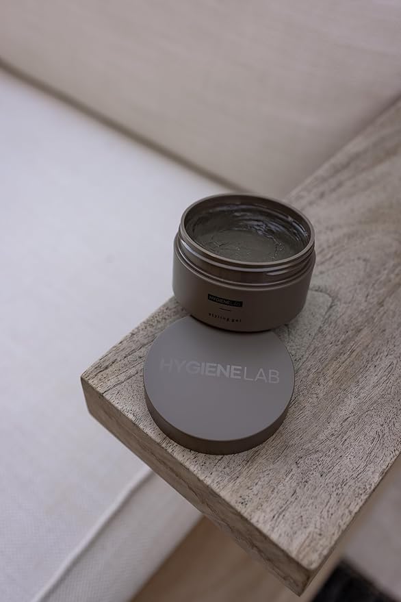 HygieneLab Men's Hair Gel - EWG Verified, Strong Hold, Matte Finish, Weightless Texture, Sandalwood Scent, Non-Toxic Clean Formula, Suitable for All Hair Types