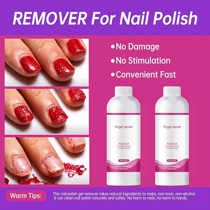 Nail Polish Remover 8Fl.Oz Nail Polish Remover Kit Polish Remover for Nails Glue Artificial Nails,Glitter Polish,Hard Builder gel,dip powder,poly gel,acrylic powder Remove