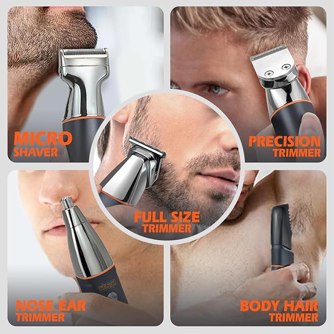 DSP® Beard Trimmer Rechargeable Body Grooming Sets Facial Hair Shaver for Nose Ear Public Hair Cutting Machine IPX7 Waterproof