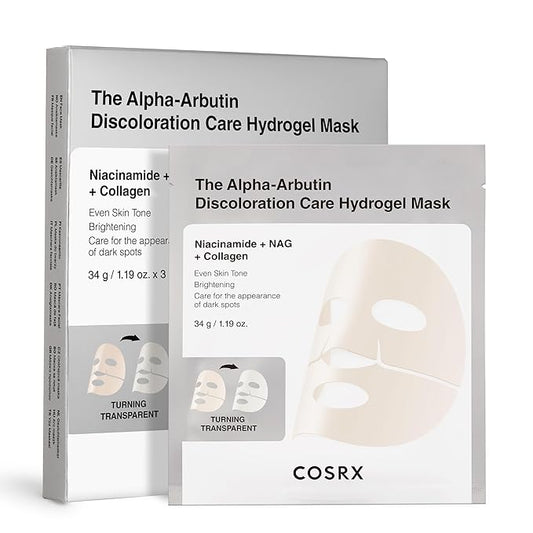 COSRX The Alpha-Arbutin Discoloration Care Hydrogel Face Masks Skincare 3 EA, Collagen Face Mask, Travel Essentials, Overnight Face Mask, Korean Skin Care, Stocking Stuffers