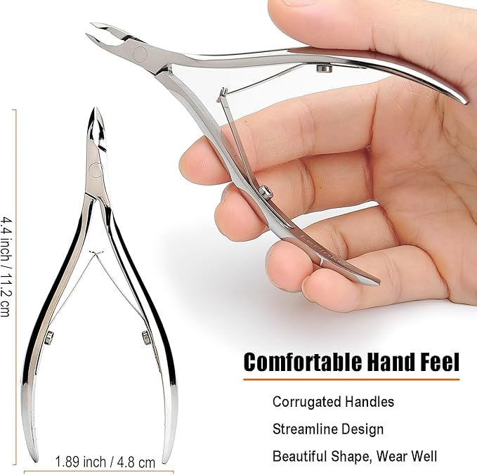 LePinko Salon-Quality Cuticle Trimmer with Cuticle Pusher, Super Labor-saving Cuticle Cutter, Sharp Cuticle Clippers for Manicurist, 5mm Jaw, Golden
