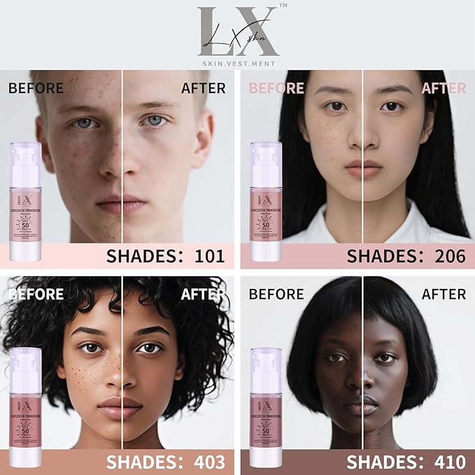 Tinted Face Sunscreen - Waterproof & Lightweight Liquid Foundation with SPF 50++, 3-in-1 Full Coverage Foundation Smooths & Blurs Pores, 209 Medium