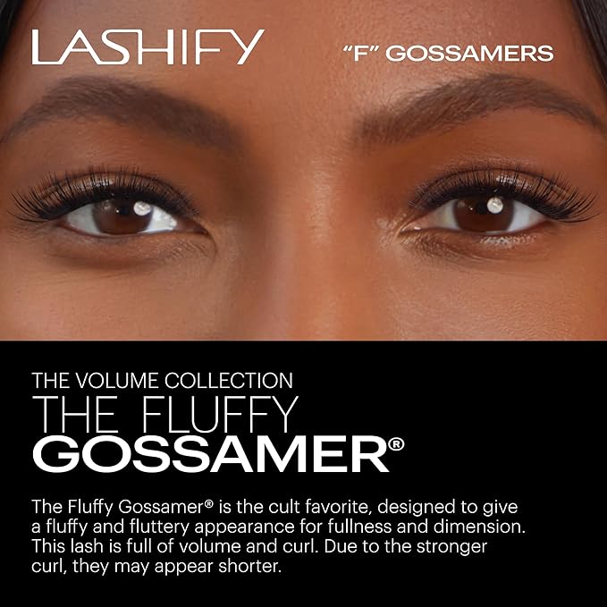 Lashify Fluffy 10mm Gossamer Eyelash Extensions Refill, Black, Easy DIY False Lashes To Add Fullness and Dimension