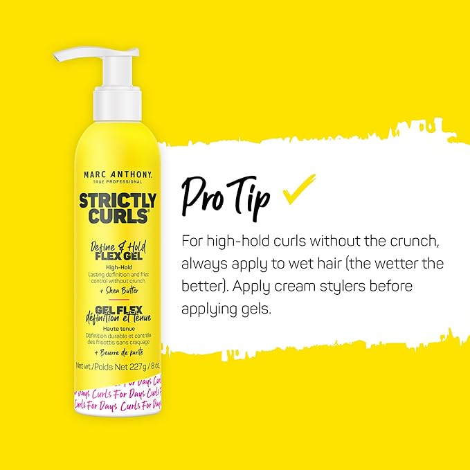 Marc Anthony Define & Hold Flex Hair Styling Gel, Strictly Curls - Medium to Coarse Curls - High Hold, Long-Lasting Frizz Control & Added Shine with Shea Butter - Anti-Frizz Hair Products for Women