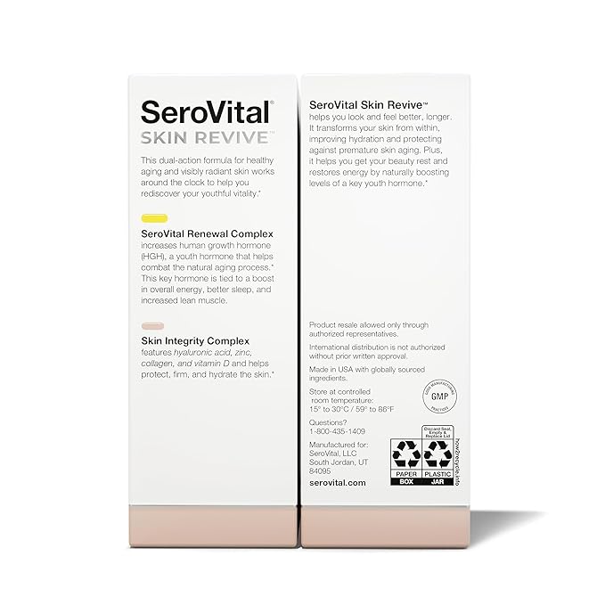 SeroVital Skin Revive Anti Aging Supplement – Dual Action Day/Night Formula with Skin Integrity & Renewal Complex for Collagen Support, Skin Hydration, Fine Line Reduction – 30-Day Supply