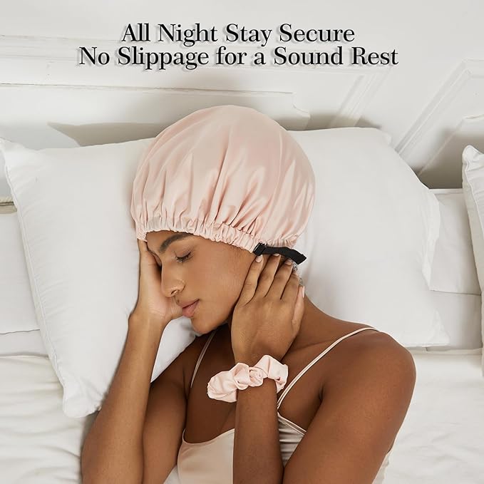 Satin Bonnet Silk Bonnet for Sleeping Women Double Layer Hair Bonnet Wrap Sleep Cap Gifts for Women Curly Hair