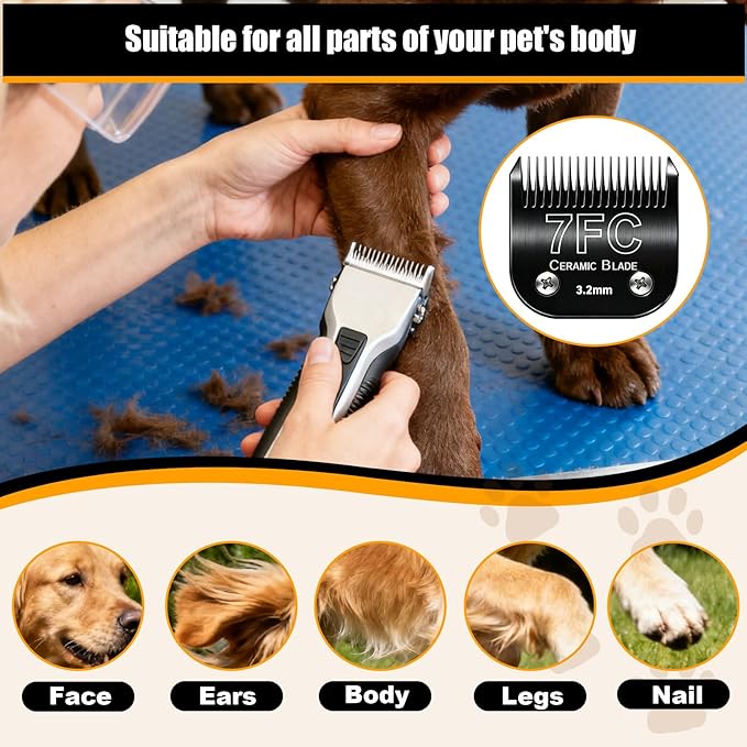 Dog Grooming Clipper Blades Replacement Compatible with Andis Dog Clippers,Most OsterA5, Wahl KM Series Pet Clippers (Black(7FC))